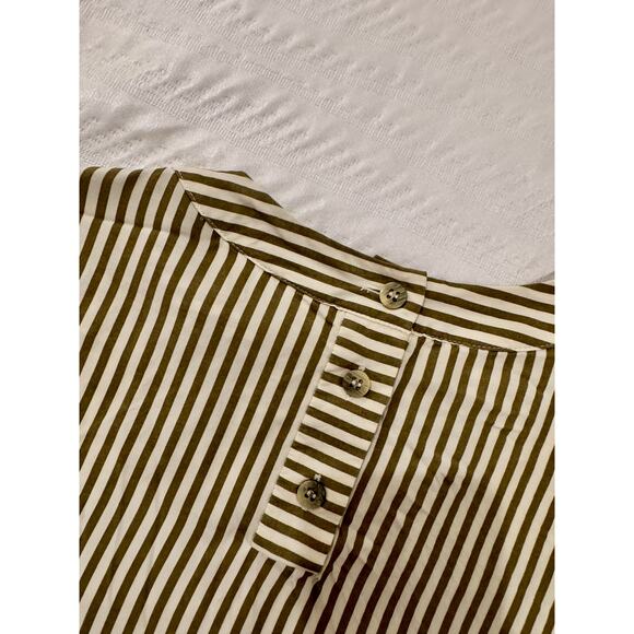 Vintage Striped Blouse Women’s 8 Olive Cream Soft Autumn Classic Minimalism - Picture 3 of 9